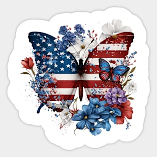 Patriotic Butterfly, 4th of July Design Sticker